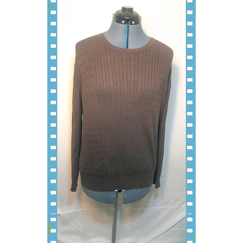 Kim Rogers  V-Neck Cable  Knit  Pullover Sweater